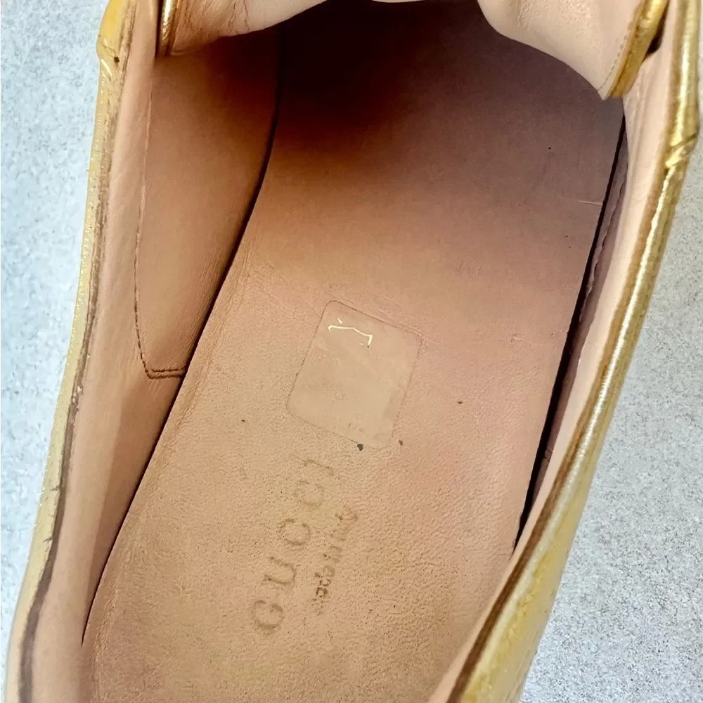 Gucci Peggy Rainbow Platform Sneakers EU 38 US 8 Gold Lace Up Slatform Shoes